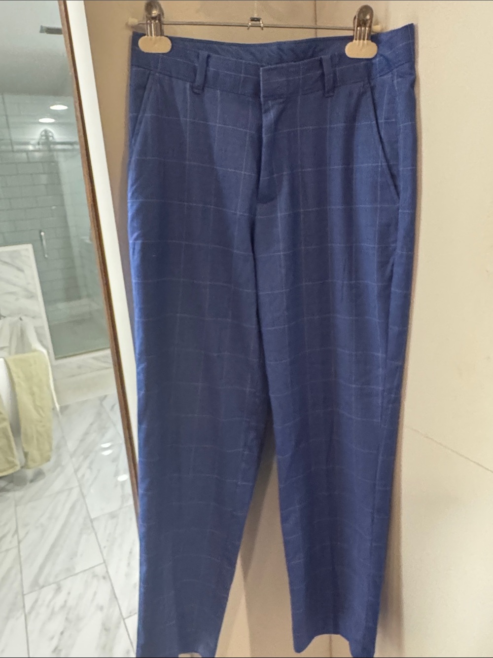 Izod Blue Windowpane Youth Boys Dress Pants